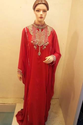 Red elegant beaded arabic kaftan