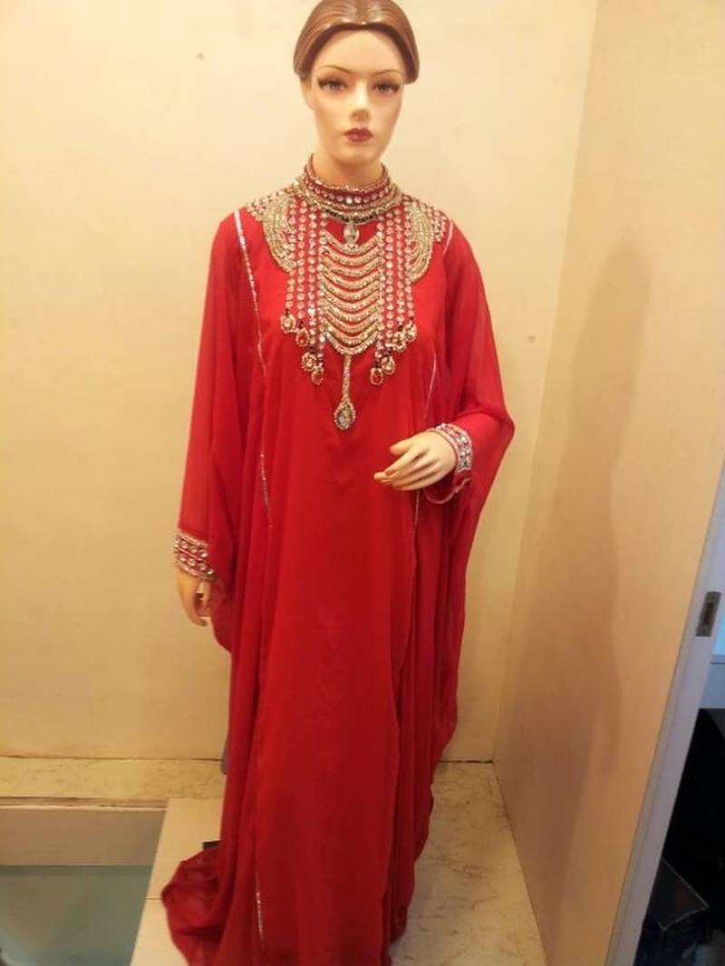 Red elegant beaded arabic kaftan