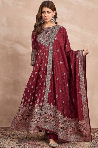 Women Ethnic Motifs Printed Panelled Kurta with Trousers & Dupatta