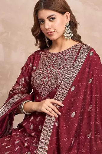 Women Ethnic Motifs Printed Panelled Kurta with Trousers & Dupatta