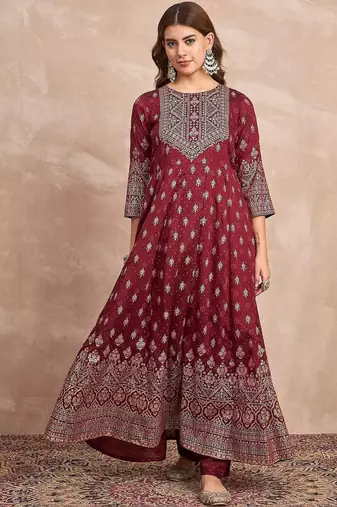 Women Ethnic Motifs Printed Panelled Kurta with Trousers & Dupatta