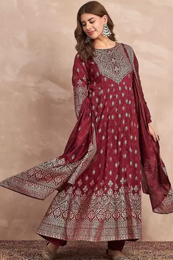 Women Ethnic Motifs Printed Panelled Kurta with Trousers & Dupatta