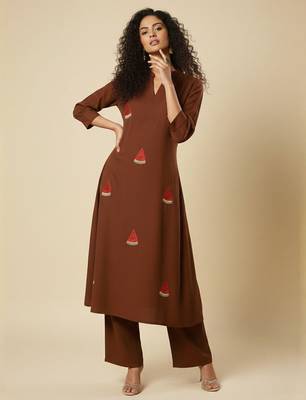 Women Ethnic Motifs Embroidered Regular Kurta with Trousers 5