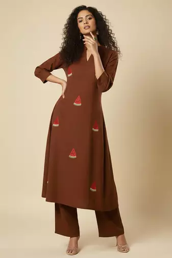 Women Ethnic Motifs Embroidered Regular Kurta with Trousers