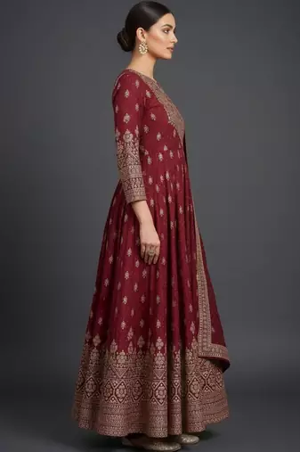 Women Ethnic Motifs Panelled Kurta with Trousers & With Dupatta