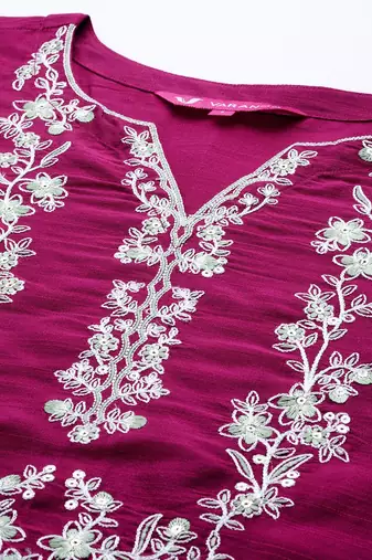 Women Floral Yoke Design Regular Sequinned Kurta with Trousers & Dupatta
