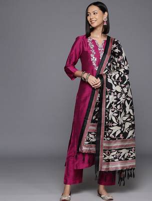 Women Floral Yoke Design Regular Sequinned Kurta with Trousers & Dupatta 1