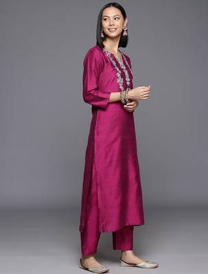 Women Floral Yoke Design Regular Sequinned Kurta with Trousers & Dupatta 6