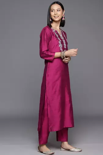 Women Floral Yoke Design Regular Sequinned Kurta with Trousers & Dupatta
