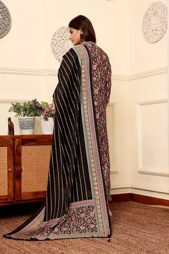 Women Floral Printed Regular Sequinned Kurta with Trousers & Dupatta