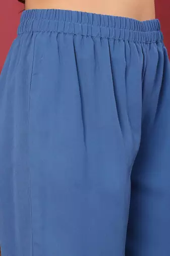 Floral Embroidered Silk Georgette Anarkali Kurta With Palazzos & Dupatta