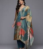 Floral Embroidered Beads & Stones Pure Silk Kurta With Trousers & Dupatta