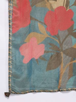 Floral Embroidered Beads & Stones Pure Silk Kurta With Trousers & Dupatta 4