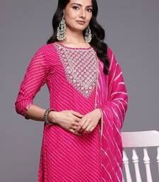 Bandhani Printed Sequinned Kurta With Trousers & Dupatta