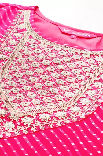Bandhani Printed Sequinned Kurta With Trousers & Dupatta
