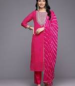 Bandhani Printed Sequinned Kurta With Trousers & Dupatta