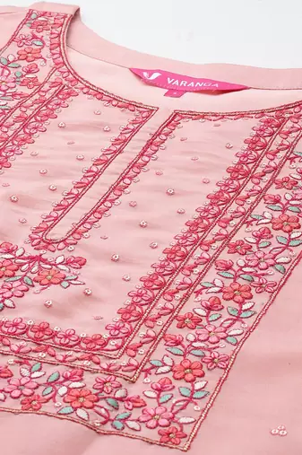 Floral Embroidered Regular Sequinned Kurta with Trousers & Dupatta
