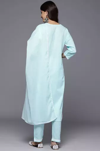 Women Ethnic Motifs Embroidered Regular Chikankari Kurta with Trousers & With Dupatta