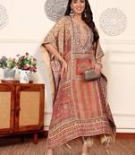 Women Printed Regular Raw Silk Kurta with Dhoti Pants