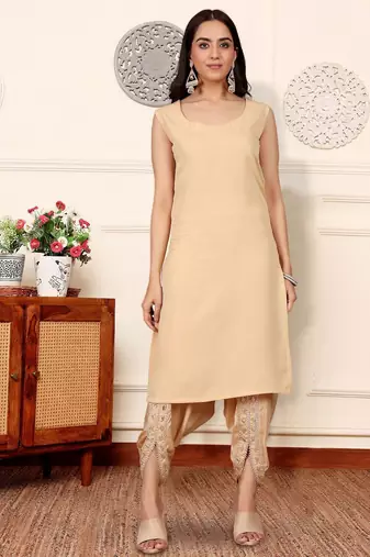 Women Printed Regular Raw Silk Kurta with Dhoti Pants