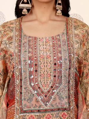 Women Printed Regular Raw Silk Kurta with Dhoti Pants 6