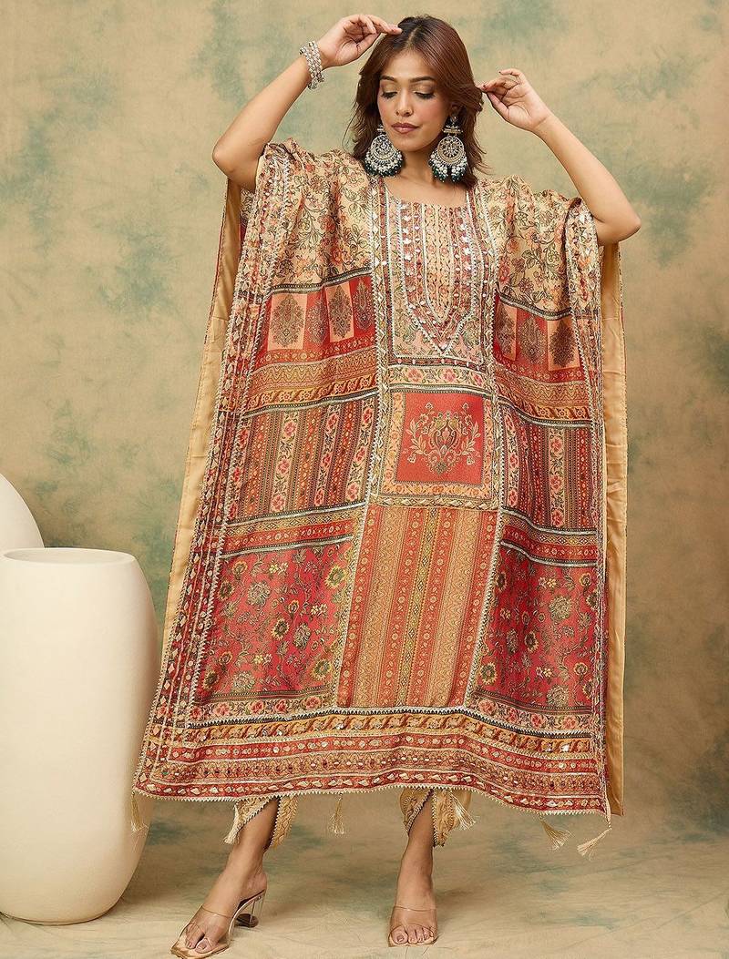 Ethnic Motifs Printed Kaftan Kurta With Dhoti Pants