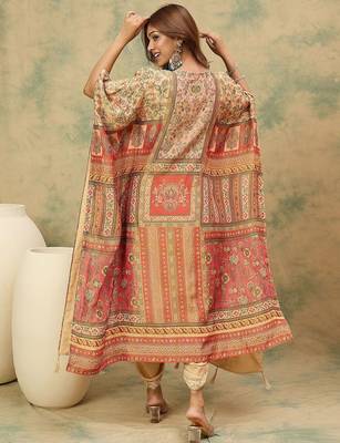 Ethnic Motifs Printed Kaftan Kurta With Dhoti Pants 5