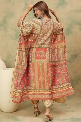 Ethnic Motifs Printed Kaftan Kurta With Dhoti Pants
