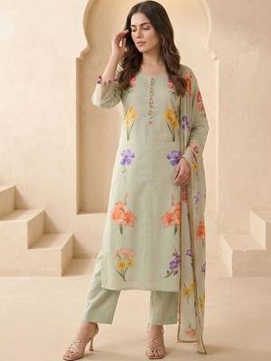 Women Floral Printed Regular Kurta with Trousers & With Dupatta 7