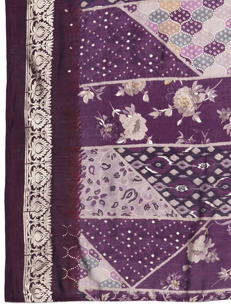 Women Bandhani Printed Regular Beads and Stones Kurta with Trousers & Dupatta