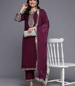 Ethnic Motifs Embroidered Sequinned Kurta With Trousers & Dupatta
