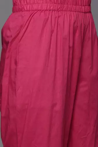 Floral Embroidered Thread Work Pure Cotton Kurta with Trousers & Dupatta
