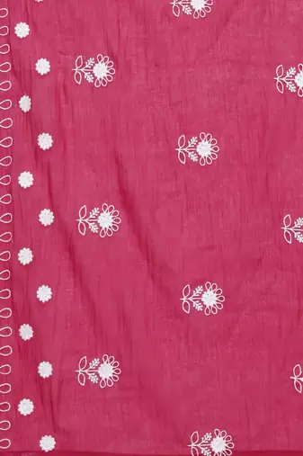 Floral Embroidered Thread Work Pure Cotton Kurta with Trousers & Dupatta
