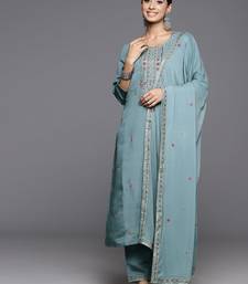 Women Floral Embroidered Regular Sequined Kurta with Trousers & Dupatta