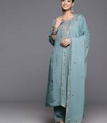 Women Floral Embroidered Regular Sequined Kurta with Trousers & Dupatta