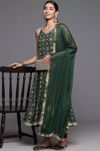 Women Regular Sequined Kurta with Trousers & Dupatta