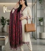 Women Embroidered Regular Thread Work Kurta with Trousers & With Dupatta