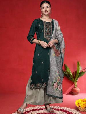 Women Ethnic Motifs Embroidered Kurta with Palazzo & Dupatta 1