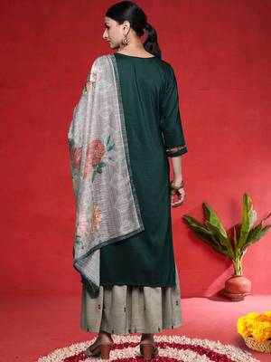 Women Ethnic Motifs Embroidered Kurta with Palazzo & Dupatta 5