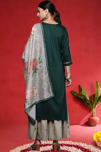 Women Ethnic Motifs Embroidered Kurta with Palazzo & Dupatta