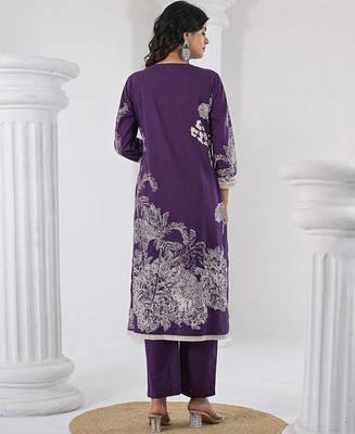 Women Printed Regular Thread Work Pure Cotton Kurta with Trousers & With Dupatta 5