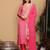 Pink Bandhani Embroidered Zari Straight Pure Cotton Kurta With Trousers & Dupatta