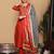 Rust Floral Embroidered Thread Work Kurta With Trousers & Dupatta