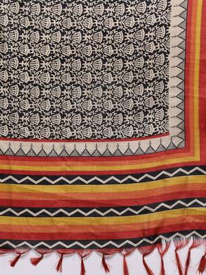 Rust Floral Embroidered Thread Work Kurta With Trousers & Dupatta 4