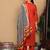 Rust Floral Embroidered Thread Work Kurta With Trousers & Dupatta