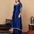 Teal Blue Floral Embroidered Round Neck Anarkali Kurta With Trousers & Dupatta