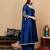 Teal Blue Floral Embroidered Round Neck Anarkali Kurta With Trousers & Dupatta
