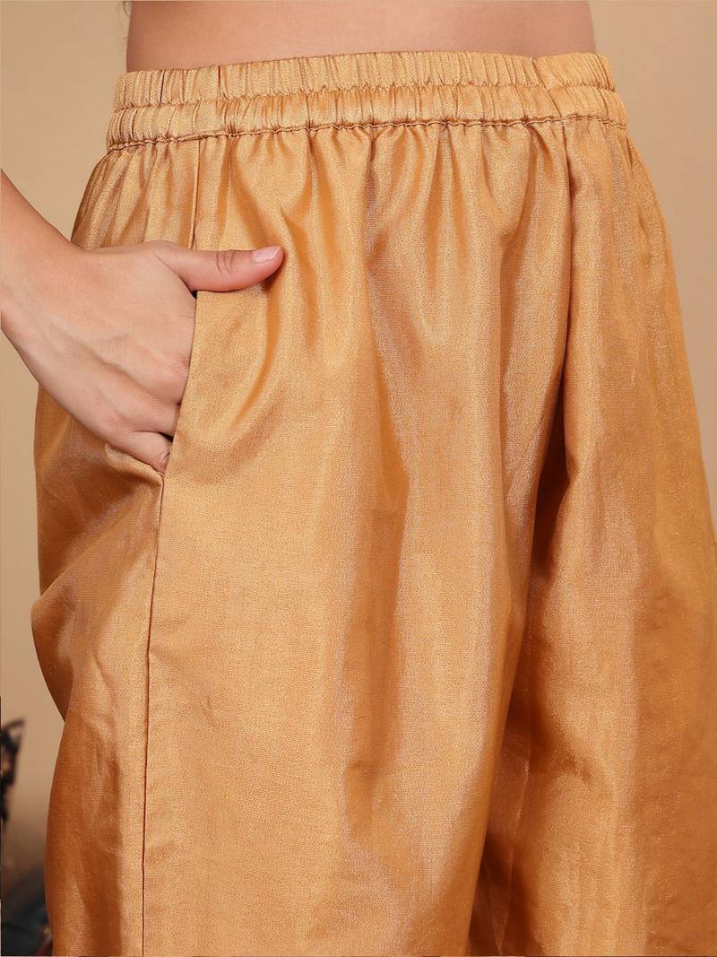 Ethnic Motifs Woven Design Sequinned Straight Kurta with Trousers & Dupatta