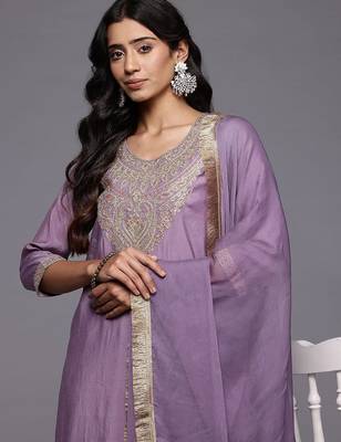 Paisley Embroidered Regular Kurta with Trousers & With Dupatta 2