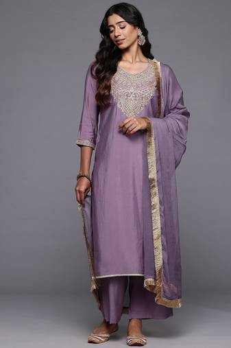 Paisley Embroidered Regular Kurta with Trousers & With Dupatta